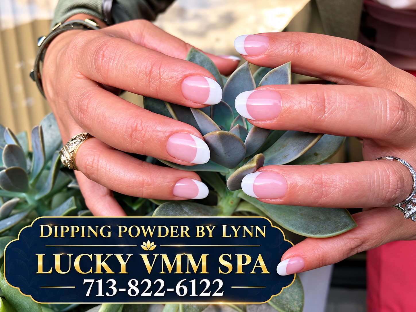 French dipping powder manicure by Lynn